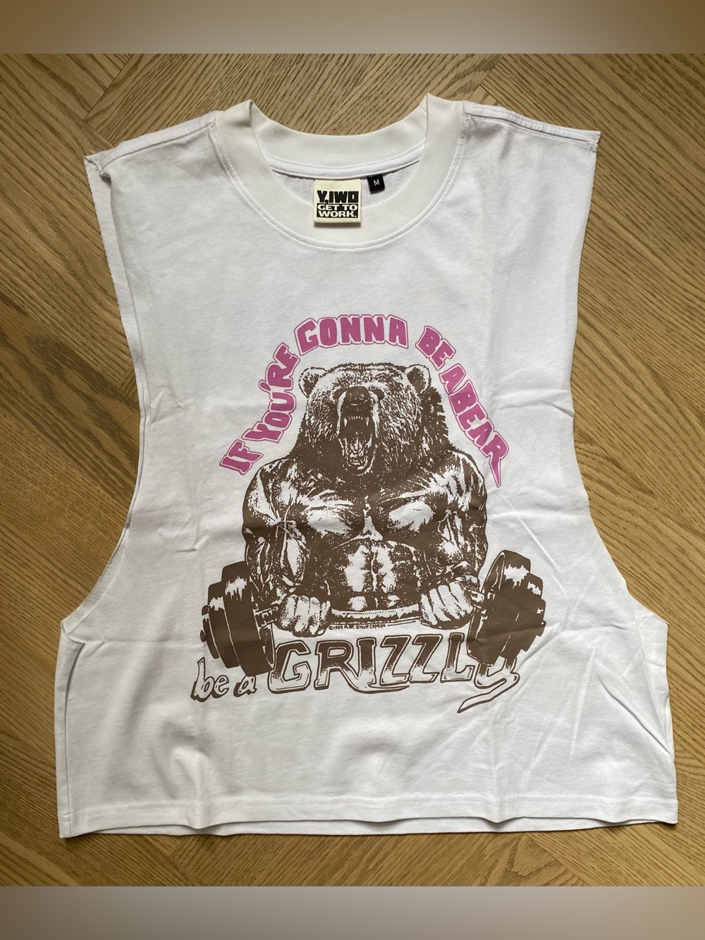 Y,IWO white cotton-jersey sleeveless workout tank top